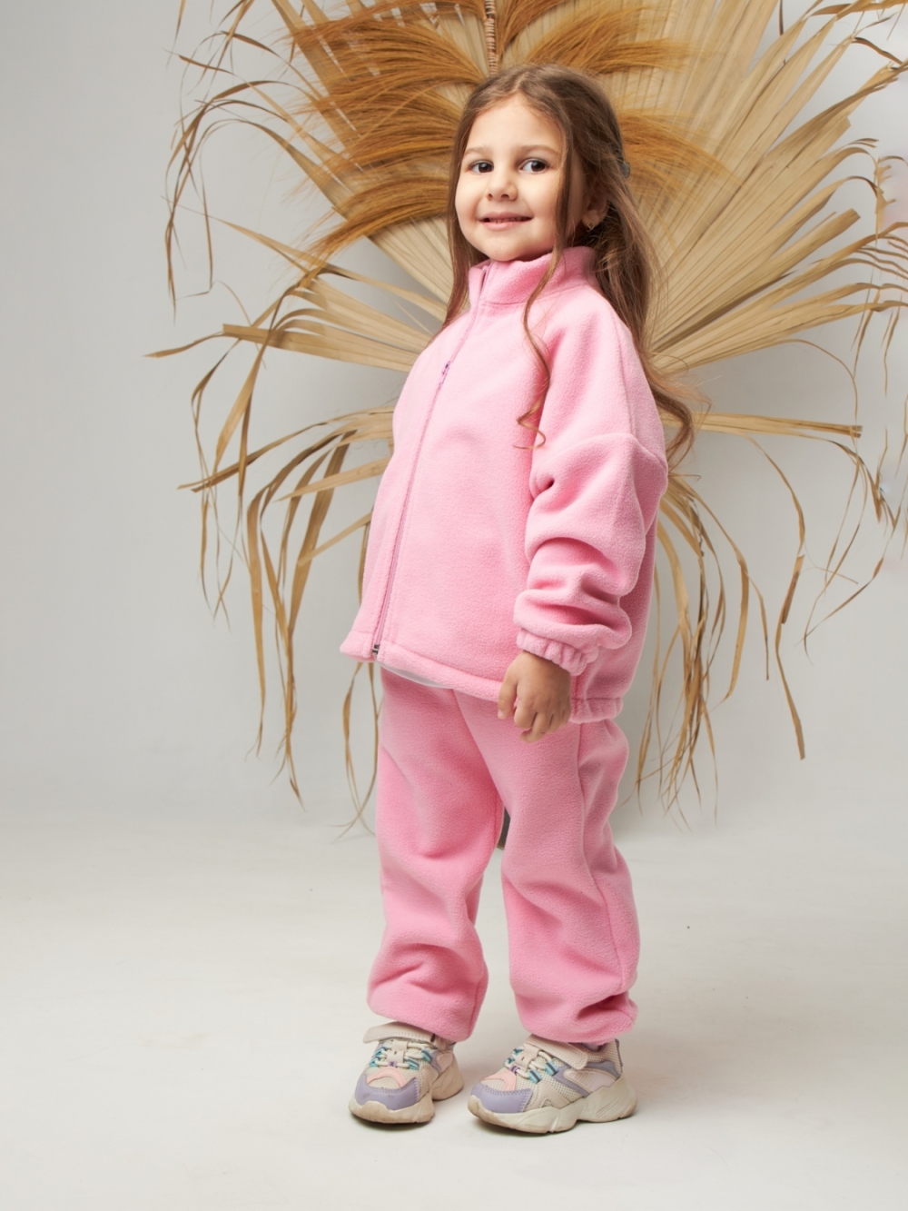 331. Костюм детский (Брюки+Толстовка), розовый, 100% полиэстер, р. 122,128,134,140