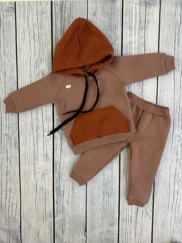 Купить оптом 296-РАЗ. Худи +Брюки детские, хлопок 65%, 35%  ПЭ, 3-х нитка (начес) разноцветный 80,86,92 в Костроме