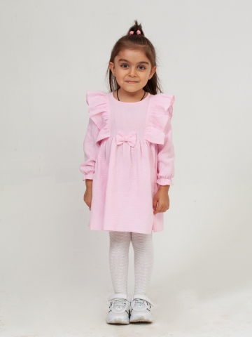 Купить 321-Р. Платье из муслина детское, хлопок 100% розовый, р. 98,104,110,116 в Костроме
